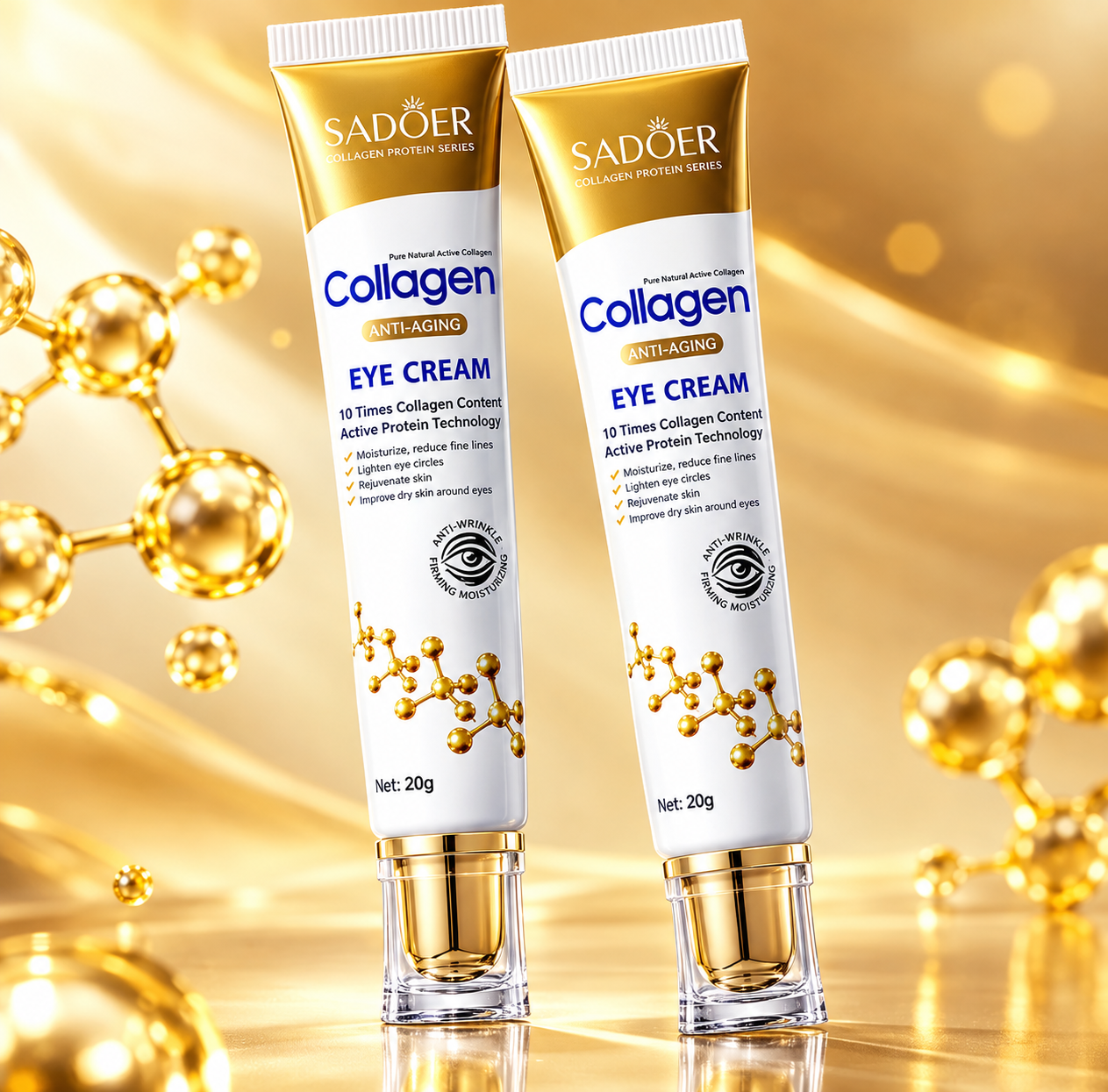 Dois tubos do creme para os olhos Sadoer Collagen